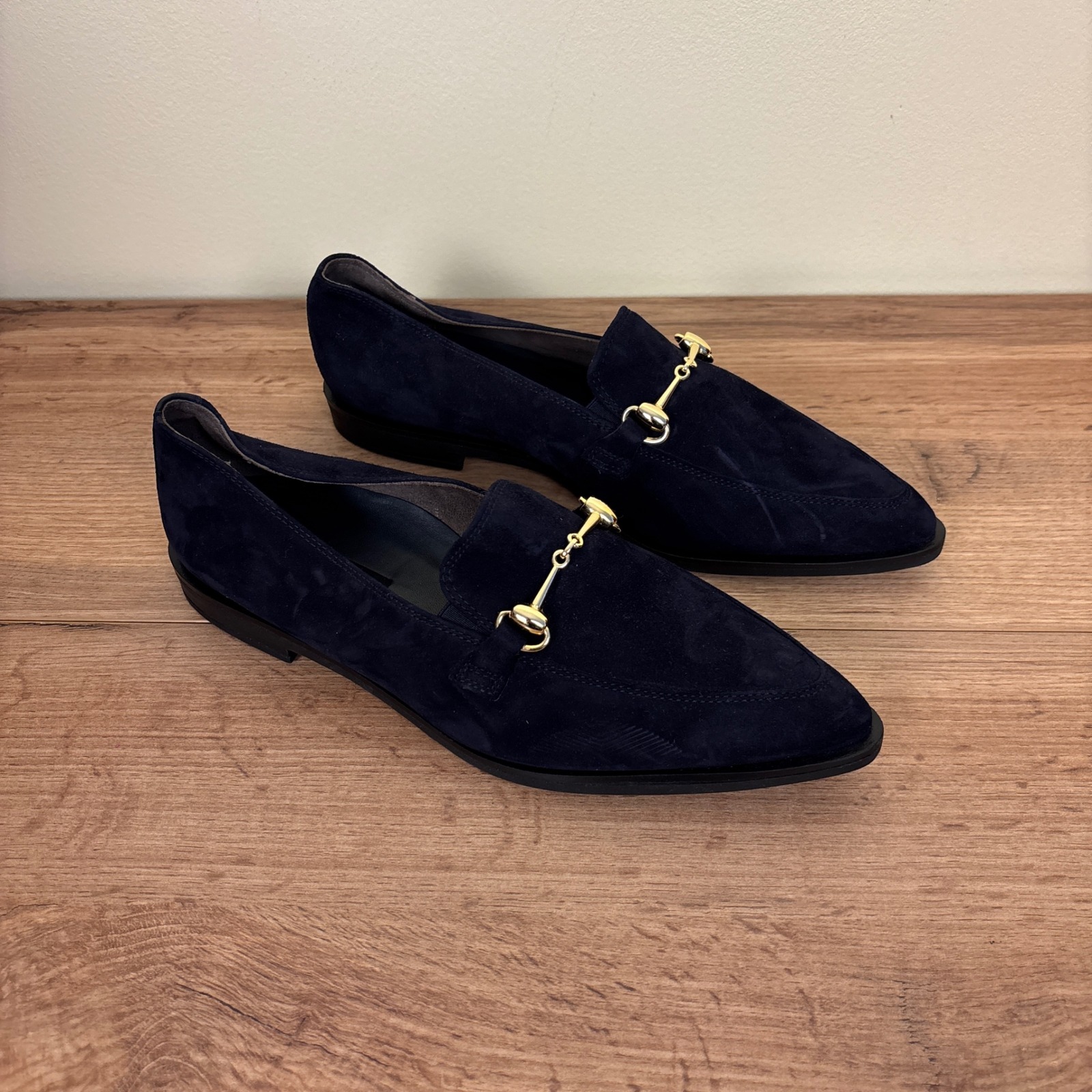 Paul Green Wexler Pointed Toe Bit Loafer Navy Blue Suede Women Size Uk 5.5 Us 8